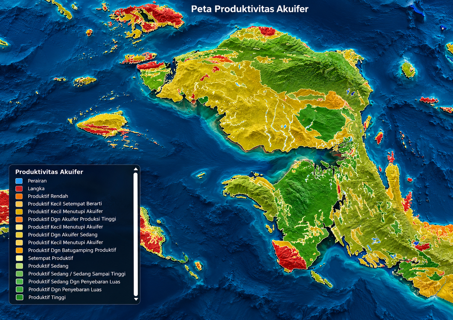 Peta Produktivitas Akuifer Papua Barat dan Papua Barat Daya